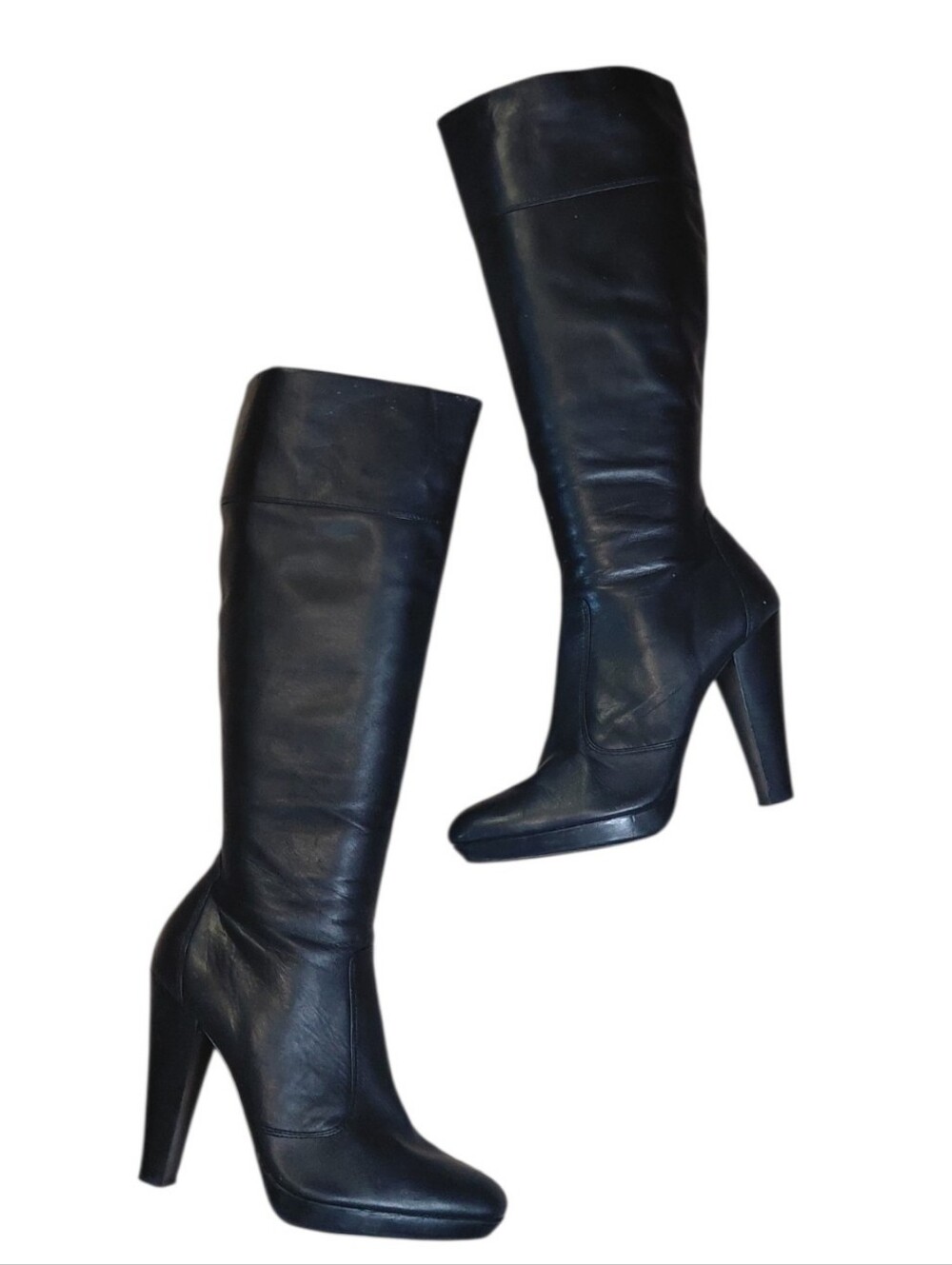 Kristin Davis Black Knee High Heeled Platform Boots Women's Size 8.5